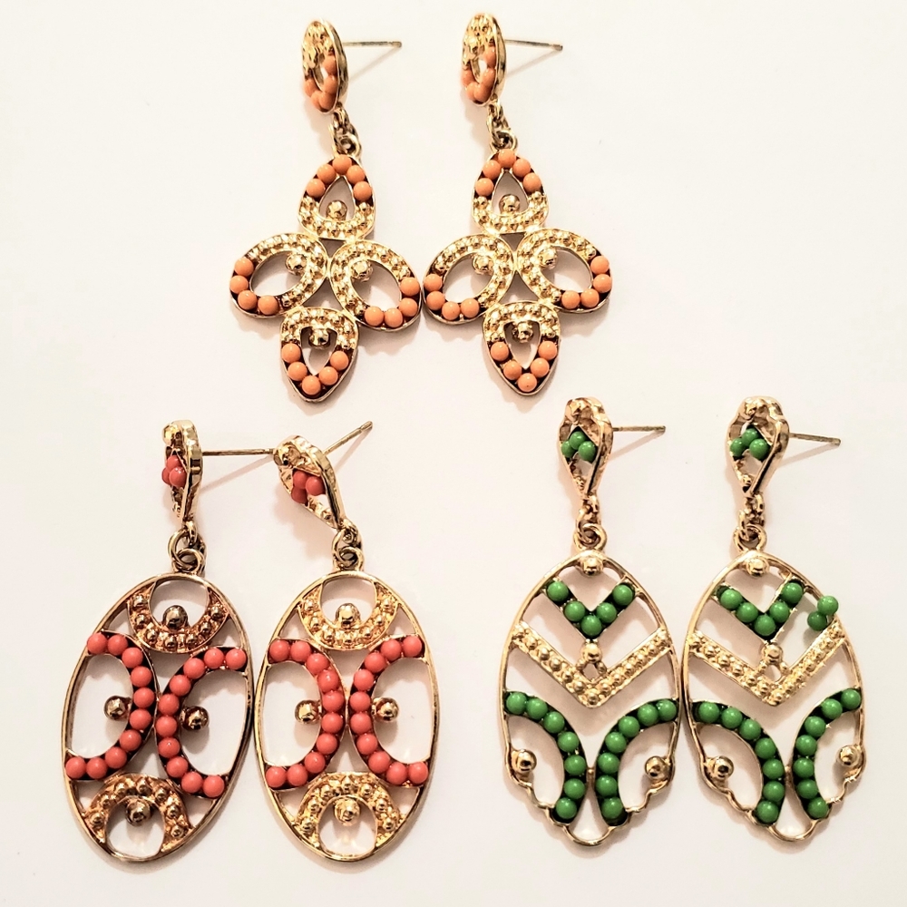 GOLD VINTAGE SEEDBEAD FILIGREE EARRINGS